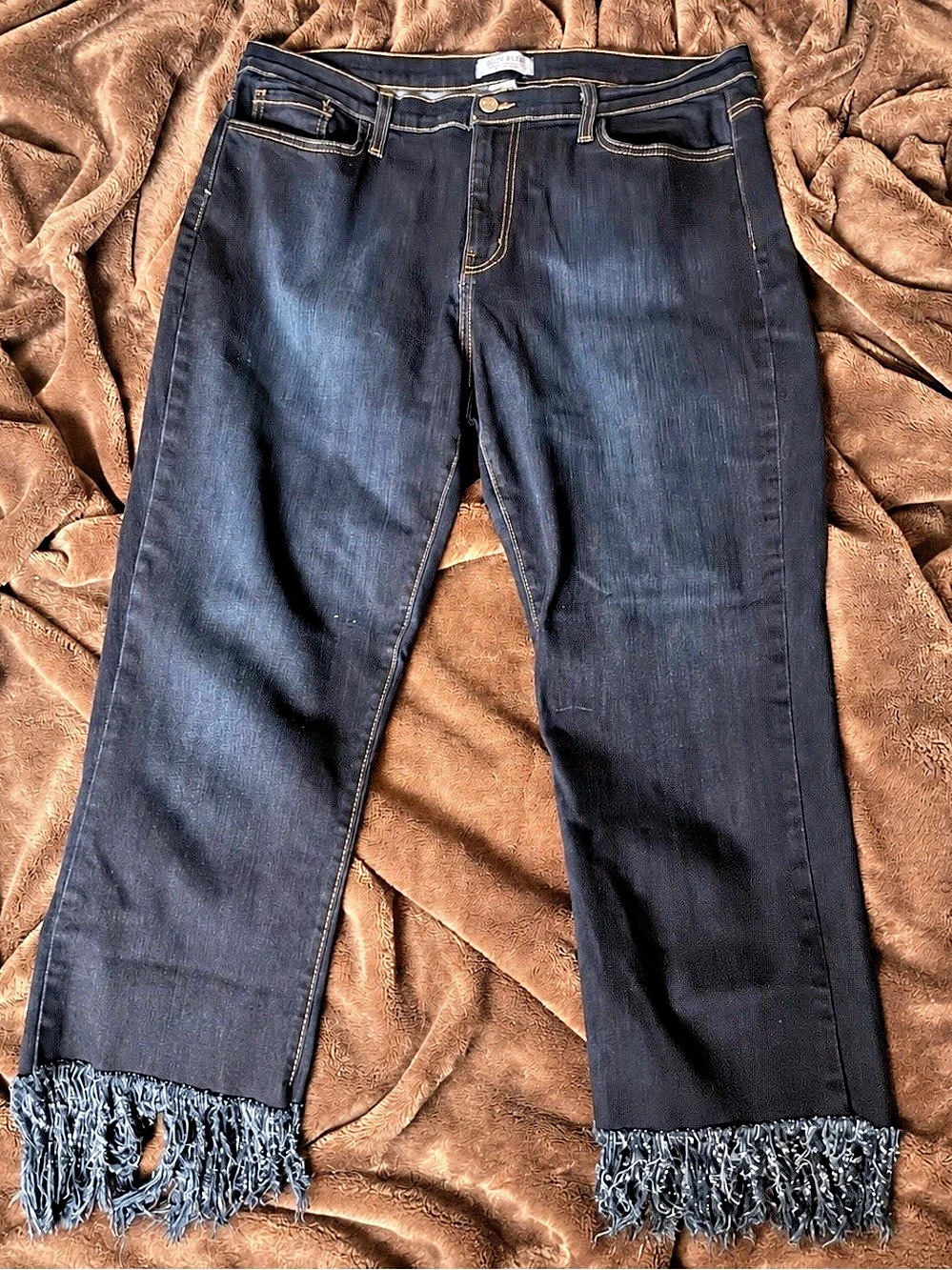 Judy Blue Fringe Hem Bootcut Jeans Blue Size 14W Like New